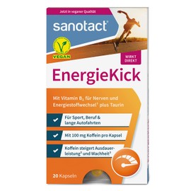 sanotact EnergieKick Capsules • 20 Energy Capsules as Energy Booster • Caffeine Tablets with Taurine + Vitamin B2 • Waxer for Fatigue & for More Energy
