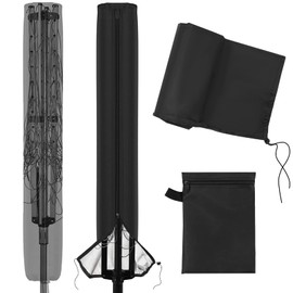 Newthinking Rotary Washing Line Cover, 210D Heavy Duty Waterproof Washing Line Cover with Zips for Dryer Rotary Line, 168x16x16cm