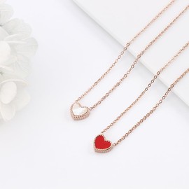 DOUBLESHOOT Dainty 18K Gold Plated Love Heart Necklace - Valentine’s Day Gift - Adjustable Two-Sided Reversible Design - Perfect for Mom, Sister, or Wife