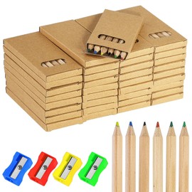36 Box /216pc Mini Thick Colored Crayon Pencils And Sharpener Scholar Bulk Set Kit Adult Classroom School Office Small Pack Count Funny Fancy Cute Marker Drawing Art Party Favor Supply Book Case Class