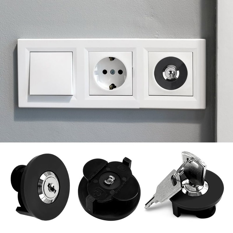 Pack of 2 Socket Lock, Lockable Socket, Child Safety Socket,
