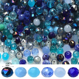 600 Pcs Faceted Glass Beads 4mm Crystal Glass Beads Faceted Beads Pink Beads Bracelet Making Kit with 1mm Holes for Bracelets Necklace Pendants Earrings Diy Craft Jewelry Making (Blue)