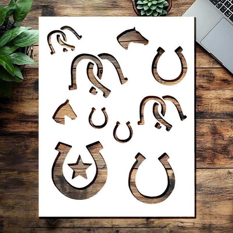 Horseshoe Stencil 8.5 x 11 Inch Reusable Mylar Sheet for