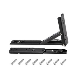 DTGN 11.61"x5.24"(LxH) Folding Shelf Brackets - 2Pack - Good for Shelves - Carbon Steel Space Saving Collapsible L Bracket - Black