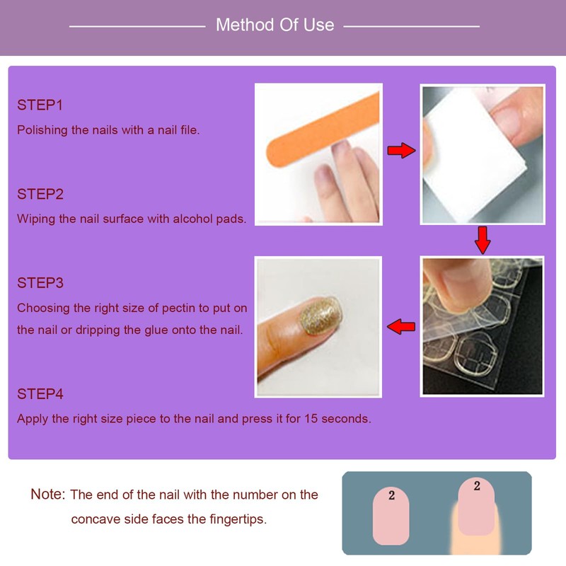 24 PCS Press-on Nail Long Fake Nail Violet Pattern False