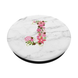 WHITE MARBLE PHONE GRIP PINK LETTER J INITIAL - J LETTER J