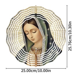 F-CANLAN Virgin Mary Prayer Wind Spinner, Metal Wind Spinners Outdoor Indoor,Virgin Mary Hanging Garden Decor for Outside, Stainless Wind Spinners for Yard and Garden 10 inch 3D (25.76X25 CM)