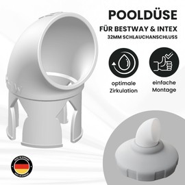 edaltec Pool Nozzle Inlet Nozzle 360° Rotatable Angled Suitable for Intex Pool Nozzle Outlet Airstone Circulation Cleaning Accessories 32 mm Diameter 32 White