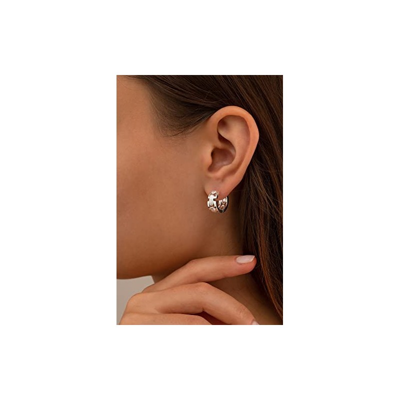 Vinani CRKG Folding Creole Earrings Matte Shiny Sterling Silver 925,