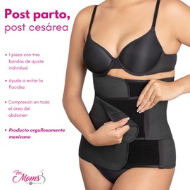 For Moms Faja Postparto y Post Cesárea - Triple Ajuste para Abdomen, Cintura y Pelvis | Fajas para Mujer Moldeadora y Faja Postparto Efectiva Recuperación (Negro, G - EG)