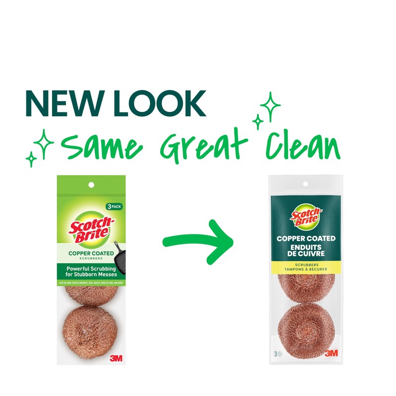 Scotch-Brite Copper Coated Scrubbers, Scouring Pads for Cleaning Tough Baked-On