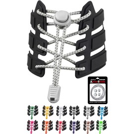 KutsuGoods (Easy to Put On and Take Off) No-Tie Shoelaces, Stretchable Rubber Shoelaces for Sneakers, No-Untie Feature, Shoelaces with Drawstring, Round Shoelaces, gray (light gray)