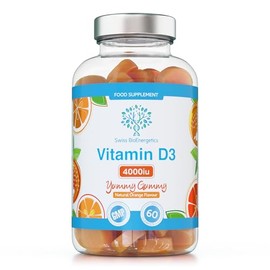 Vitamin D3 Gummies 4000IU, 100µg - 60 Natural Orange Flavour Chewable Yummy Gummies - 2 Month Supply - Made in the UK