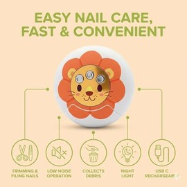 Electric Nail Clipper for Baby - Automatic Fingernail with Light - Safe Infant Nail Clipper for Newborn Toddler Children Kid - Quiet Rechargeable USB 