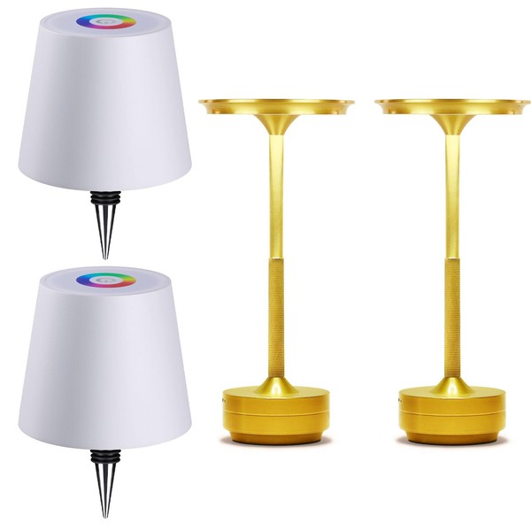 Czgor Rechargeable Cordless Table Lamp Set of 2(Gold) and Cordless