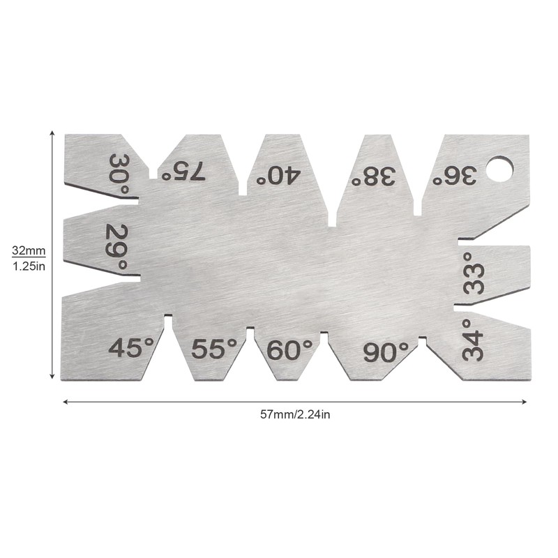 Smgda Screw Thread Gauge, Cutting Angle Gauge, 29°- 90° Multiple