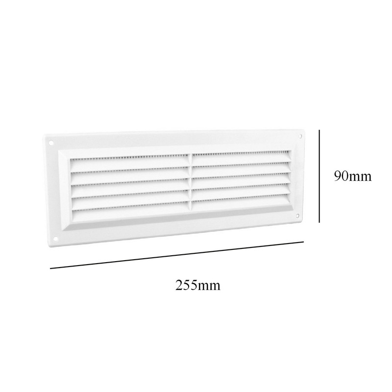 9" x 3" White Plastic Louvre Air Vent Grille with
