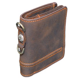 acrotri DIKE Genuine Leather Bifold Wallet Black Brown Navy, Brown