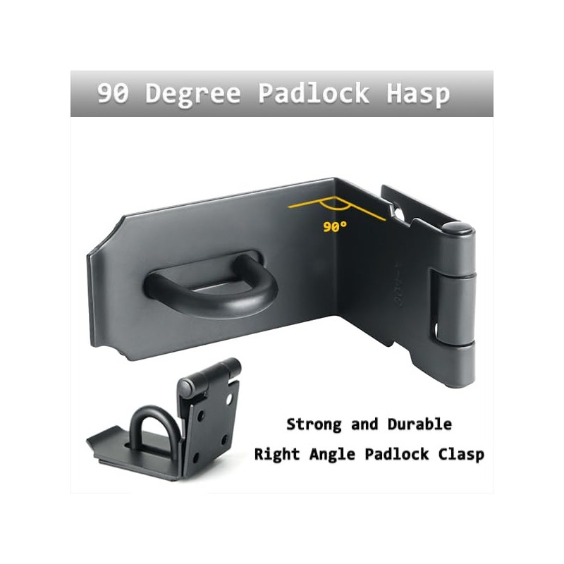 Sayayo Door Hasp Latch Lock 4 Inch Right Angle Padlock