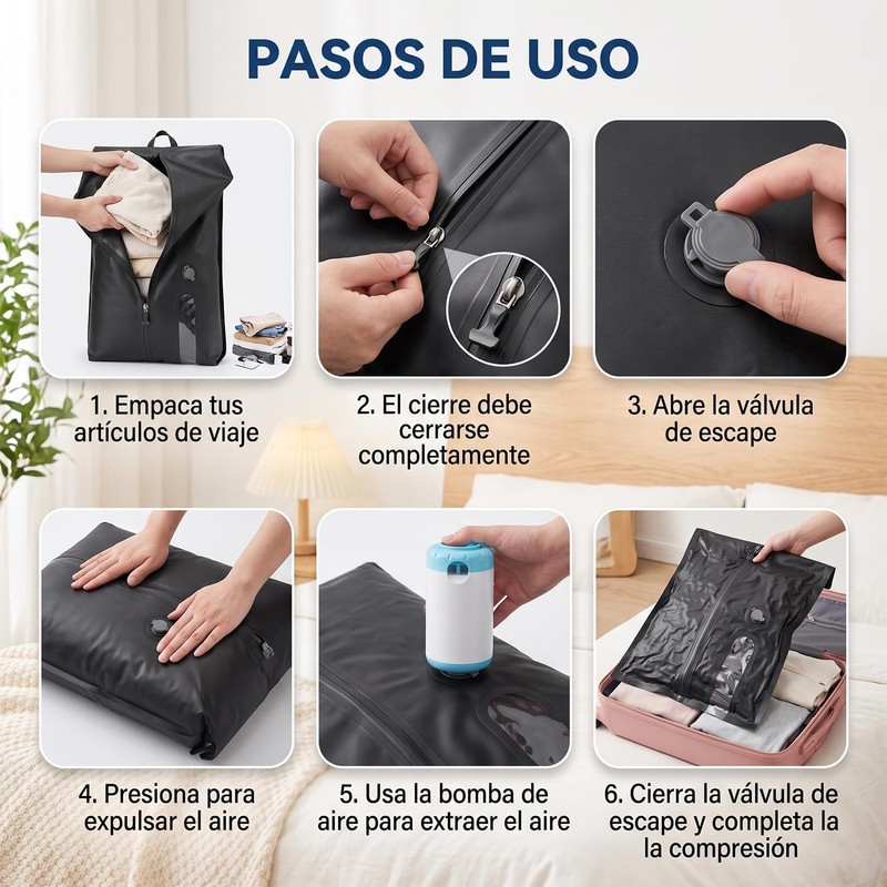 2PCS Bolsas de Compresión para Viaje con 22L, Bolsa de