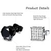 Dochais 4 Pairs Black Stud Earrings Men's Iced Out Men's