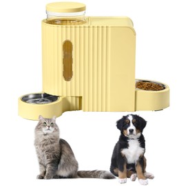Automatic Cat Food Feeder and Water Dispenser,2 in 1 Gravity Cat Feeder and Water Dispenser with Stainless Steel Bowl,2 Pack Large Capacity Self Feeding for Small Medium Pets Puppy Kitten