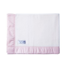 The Wool Company Satin Bound Merino Baby Blanket Soft Pink - 100% Merino Wool with Soft Pink Satin Ribbon Trim 75 x 90 cm- Made in England