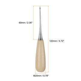 sourcing map Handwork Sewing Awl Leather Punch Hole Tool with Wooden Handle Scratch for Broken Wire Drilling Stitching Repair Shoe and DIY Handmade, Log Color