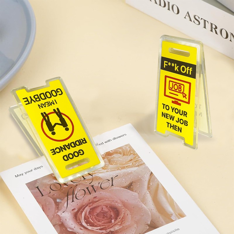 5Pcs Desktop Warning Sign & Office Secret Message Board -