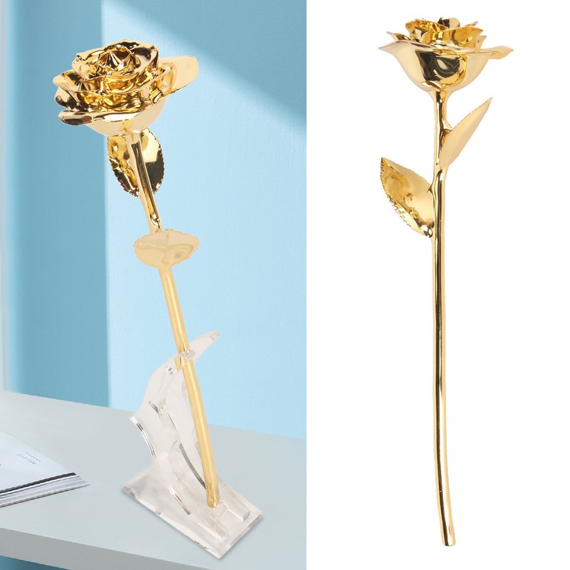 24K Gold Plated Rose Clear Texture Romantic Exquisite Long Lasting