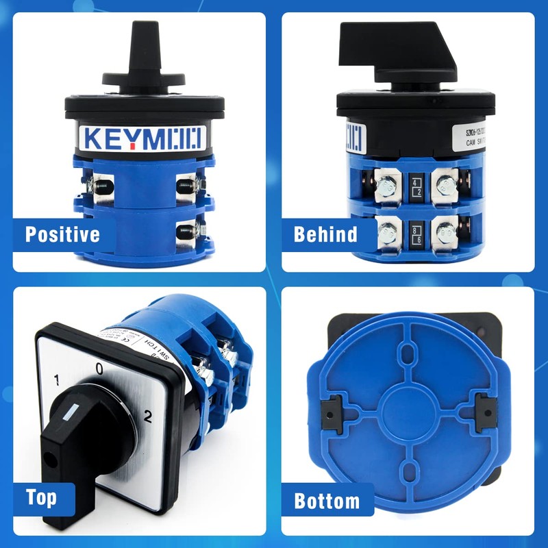 KEYMOO 125A Rotary Changeover Switch, 660V 3 Position 2 Phase