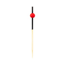 2.5-inch Bamboo Skewers - Black and Red Mini Ball: Perfect for Serving Appetizers and Cocktail Garnishes - Natural Color - 1000-CT - Biodegradable and Eco-Friendly - Restaurantware