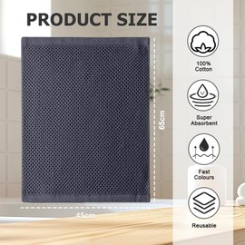 AMFUN 4 PCS Cotton Kitchen Towels,65 * 45cm Soft Absorbent & Quick Drying Quality Tea towels,Waffle Weave Dish Towel,Machine Washable for Kitchen Cleaning,Tea & Bar Towels (Dark Gray)