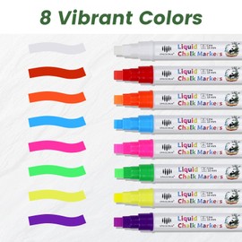 Window Chalk Markers Erasable, 8 Neon Colors Jumbo Chalk Pens Car Window Washable, Liquid Chalk Marker with 10mm Thick Tips for Chalkboard, Glass, Mirror, Poster, Bistro, Auto, Windows of DIY
