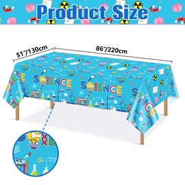 Hegbolke 4 Pack Science Party Tablecloths, Mad Scientist Decorations