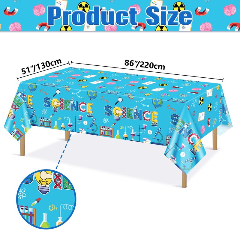 Hegbolke 4 Pack Science Party Tablecloths, Mad Scientist Decorations