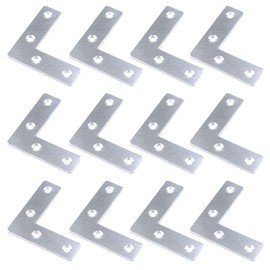 MY MIRONEY 2" x 2" Flat L Shape Repair Bracket Stainless Steel Angle Plate Corner Brace Brackets Mending Repair Plates Brackets Pack of 12
