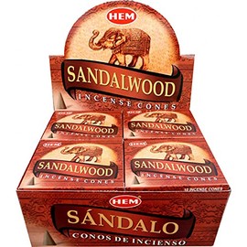 Sandalwood |Case of 12 Boxes, 10 Cones Each | Total 120 Cones| Hem Incense from India
