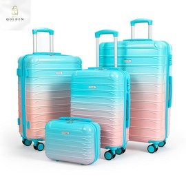 UUH Exquisite 4 Piece Luggage Set Durable Lightweight Gradient Color 13/20/24/28 inch PC + ABS with TSA Lock and Deluxe 360° Spinning Wheels Travel Bag - Essential Accessory for Vacation and Family TravelCompact Luxury Luggage Carry-on Luggage - Color: P