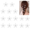 15-Piece Mini Flower Hair Claw Clips Set, Sparkling White Rhinestone