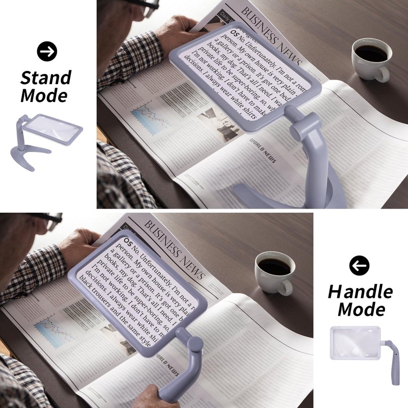 Amoper 2.5X Magnifying Glass with Light and Stand, Full-Page Desktop