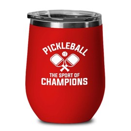 Pickleball Red Edition Wine Tumbler 12oz - The sport of - Ball Game pop tennis rackets netball handlball