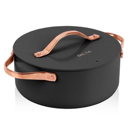 Prime Cuisine 5-Quart Dutch Oven, Nonstick Coating Cookware, Induction Base, Oven Safe to 450°F, Ideal for Stews, Soups, and Roasts, Matte Black