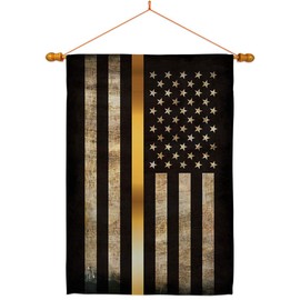 Angeleno Heritage Thin Gold Line House Flag Dowel Set First Responders EMT Paramedic EMS Nurse Emergency Medical Technician Supoort Small Decorative Gift Yard Banner Double-Sided Made in USA 28 X 40