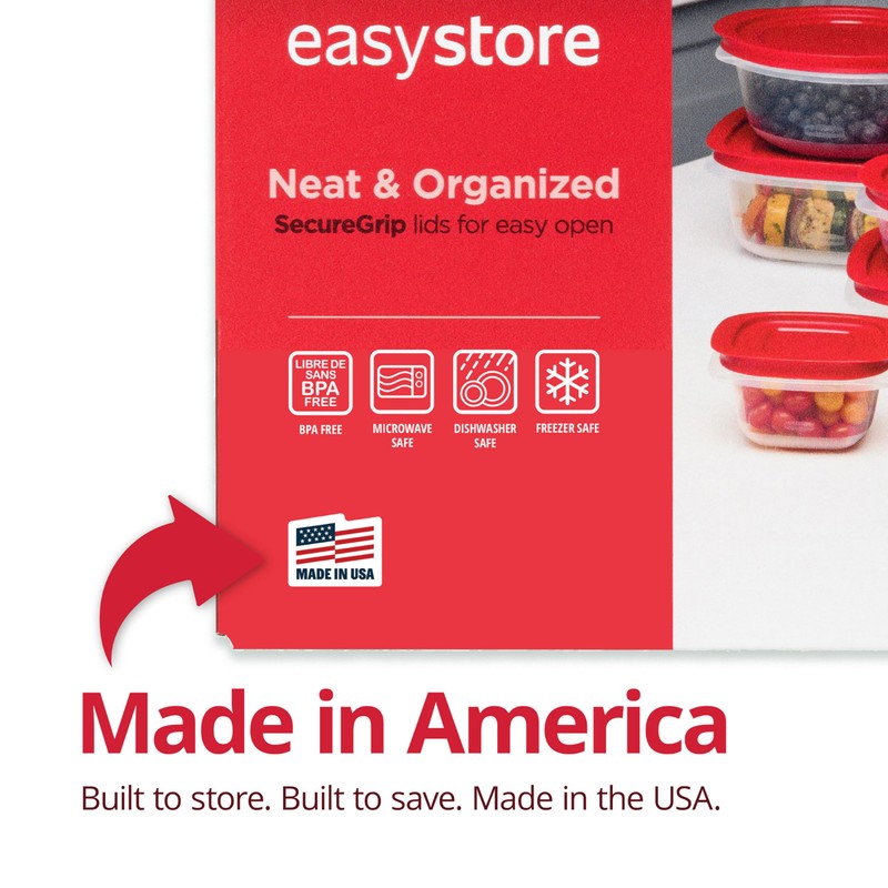Rubbermaid EasyStore Large Containers, 18-Piece Set, Food Storage Containers, Food