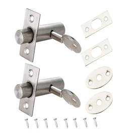 rflaueo 2pcs Door Security Rack Bolt Stainless Steel Door Bolts with Keys and Screws Door Mortice Rack Bolt(U36-2)