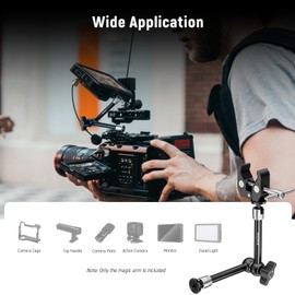 NEEWER 9.8"/25cm Magic Arm with Super Clamp & Cleaning Cloth, 1/4" & 3/8" Threads for Flash/LED Light/Microphone/DSLR Camera Monitor Compatible with SmallRig Camera Cage, Max Load: 4.4lb/2kg, ST25C