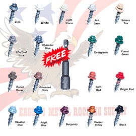 Eagle 1 - # 14 Metal Roofing Screws (250 Count) 1.25" & 2.5" inch Painted Hex Washer Head Sheet Metal Roof Screw. Metal to Wood, Sheet Metal Roofing Siding Screws EPDM Washer (2.5", Zinc/Unpainted)