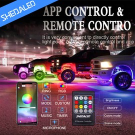 Rock Lights for Trucks, 8 Pods Underglow RGB Neon Lights with App & Remote Control, Music Mode, High Bright Waterproof IP68 Wheel Well Light, Rock Lights Kit for Cars, Trucks Accessorie