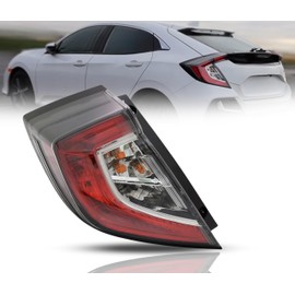 Replacement for Honda 2017-2021 Civic Hatchback Tail Light Assembly With Bulb, Left/Driver Side, DOT & SAE Compliant, OEM: 33550-TGG-A02, Partslink: HO2804116